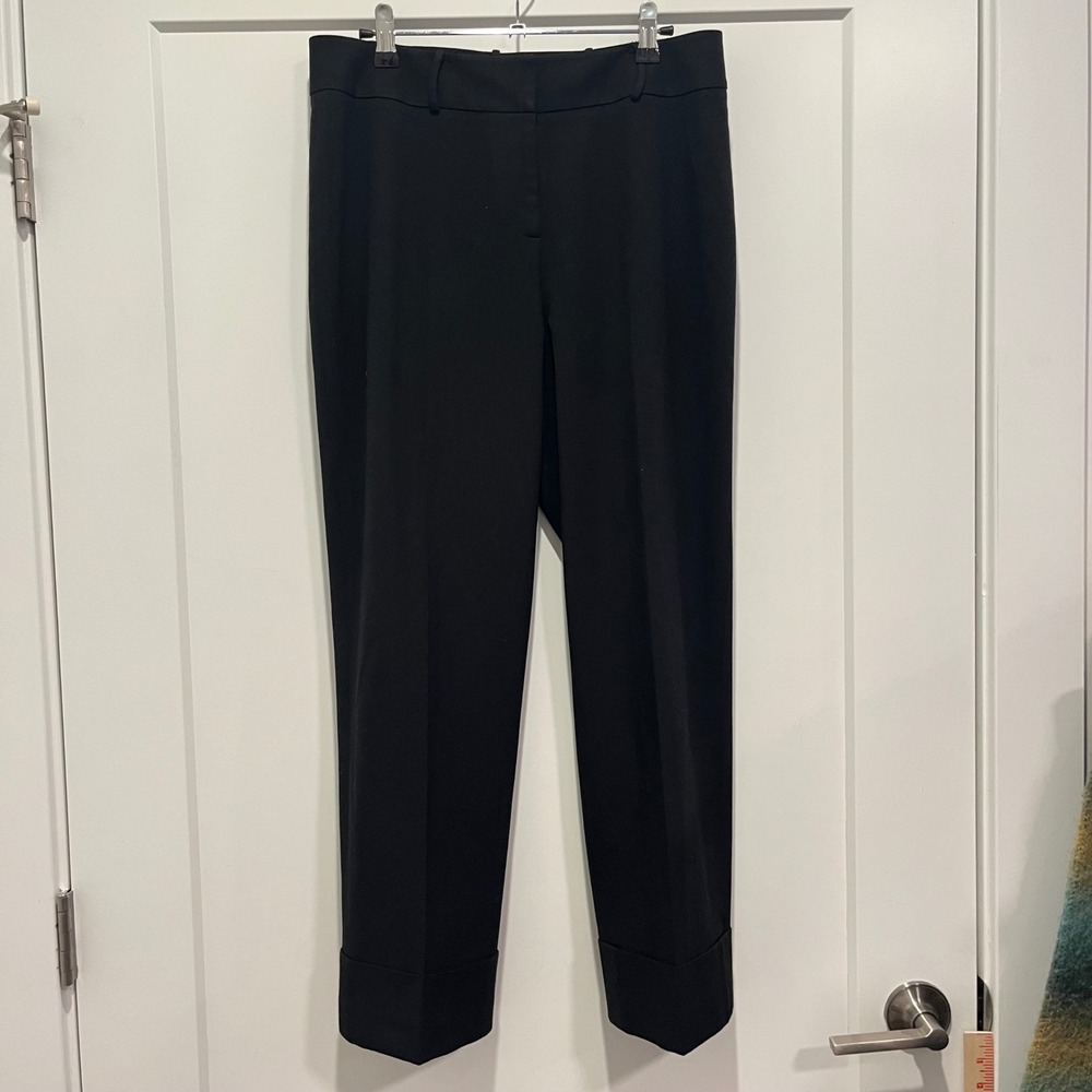 Caslon Womens Black Cuffed Straight Leg Dress Pants Size 10 Professional Work‎